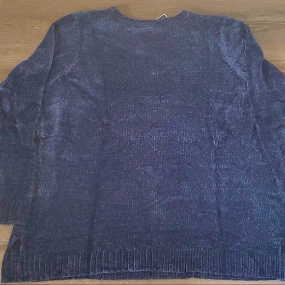NEW W/TAGS - Karen Scott Navy V-Neck Plus Sweater - Picture 3 of 6